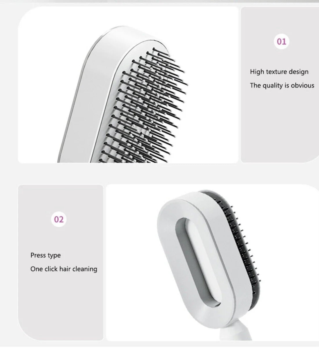 Self Cleaning Hair Brush - Air Cushion Comb Press Type Cleaning Design Comfortable Self-cleaning Hair Brush